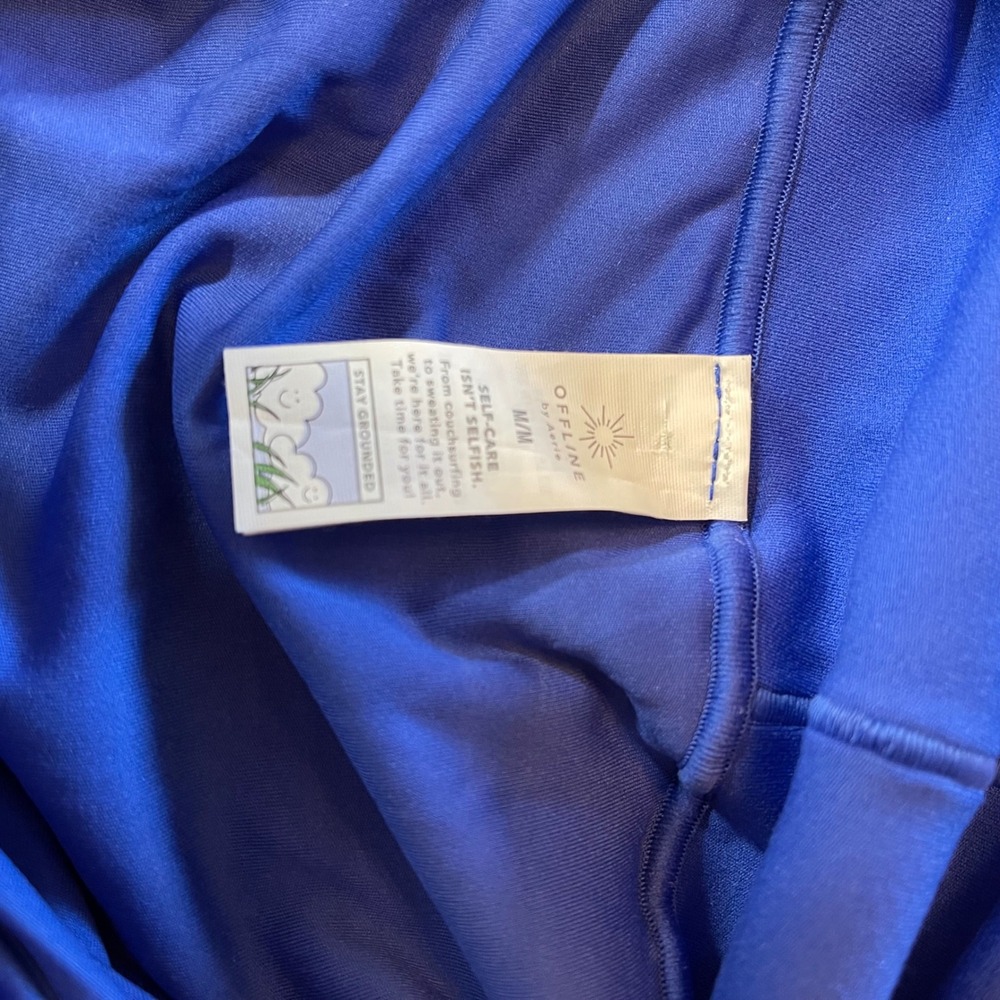 OFFLINE by Aerie Real Me 7/8 Leggings Cobalt Blue High Rise Crossover Waist M - Picture 3 of 8